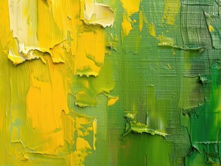 Wall Mural - Abstract art background. Oil painting on canvas. Green and yellow texture. Fragment of artwork. Spots of oil paint. Brushstrokes of paint. Modern art. Contemporary art.