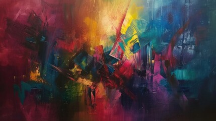 Wall Mural - Abstract colorful oil painting on canvas