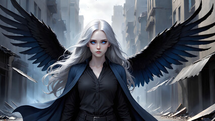 Poster - fallen angel with black wings