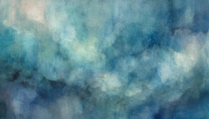 Wall Mural - Blue and white watercolor painting, grungy abstract background
