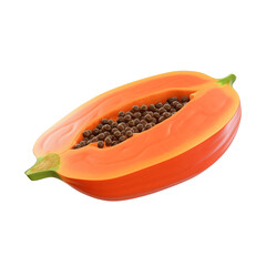 Wall Mural - 3d ripe papaya isolated on transparent background, png