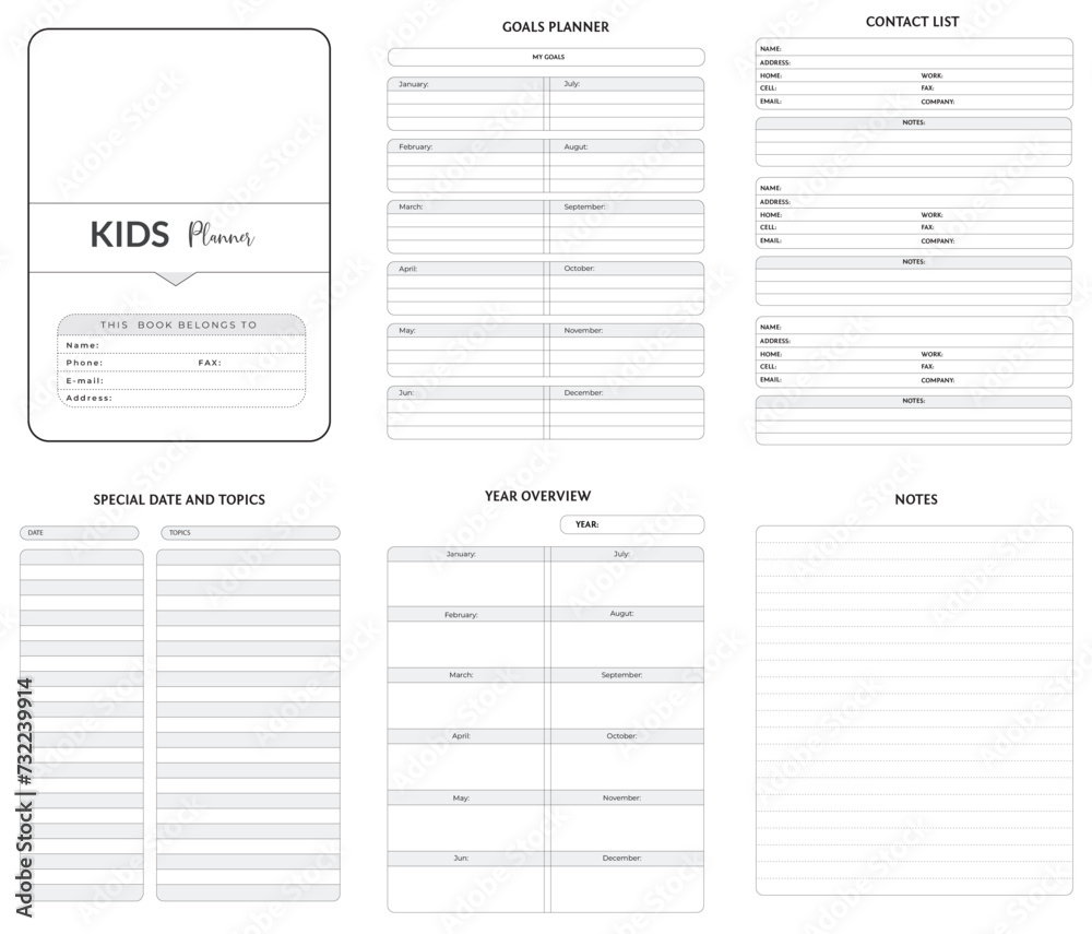 Editable 2024 Kids Planner Kdp Interior printable template Design ...