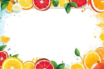 Sticker - Watercolor illustration of orange fruit frame for background