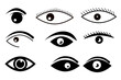 © Khaledur - Abstract Outline eye icons Set. Open and closed eyes.