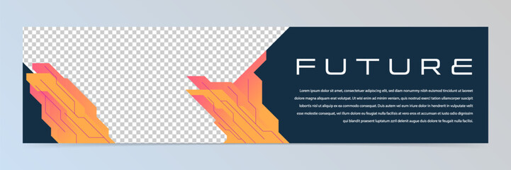 Wall Mural - Modern abstract technology LinkedIn banner template