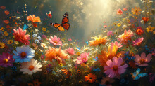 Sunlight Filtering Through The Wings Of A Butterfly Perched On A Flower