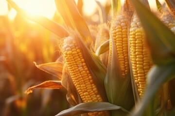 Corn in the field close-up