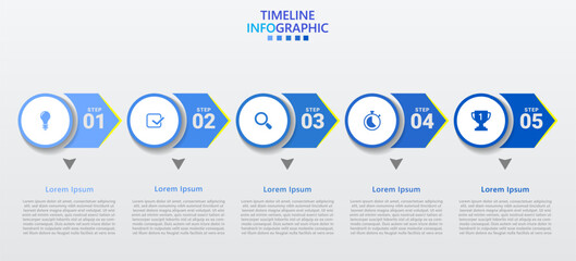 Aufkleber - Infographic template for business. Modern Timeline infograph with 5 steps.