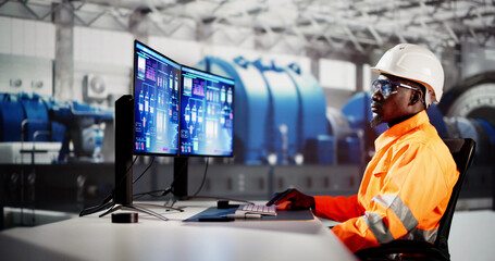 Poster - Man Working In Power Plant Electricity