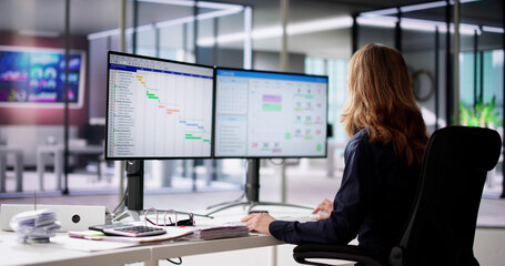 Aufkleber - Employee Working On Calendar Schedule