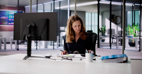 Wall Mural - Professional Accountant Woman In Office Doing Accounting