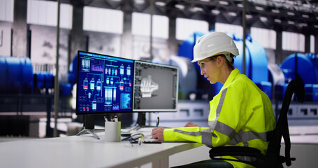 Poster - Woman Working In Power Plant Electricity