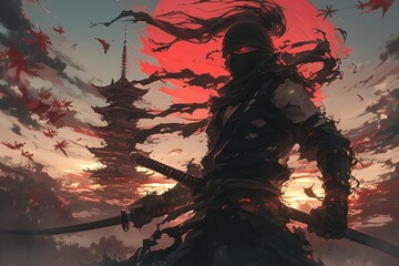 Wall Mural - ninja with sword