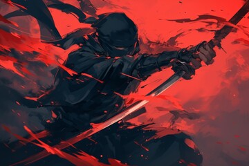 Wall Mural - ninja with sword