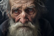 Very old man portrait, rinkled face and sorrow on his eyes  Portrait of an Elderly Man, His Wrinkled Face Reflecting a Lifetime of Stories.Ai generated