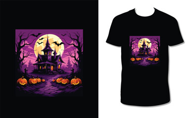 t shirt design concept halloween Halloween t-shirt design costume creative Eye-catching high-quality Illustration Black cat Pumpkin, Scary trendy graphic badge typography quote t-shirt design vector. 