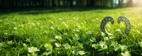 Canvas Print - Heart-shaped pendant on grass