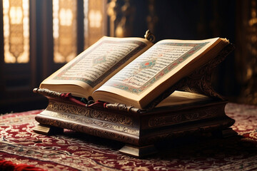 The holy Koran standing on a stand