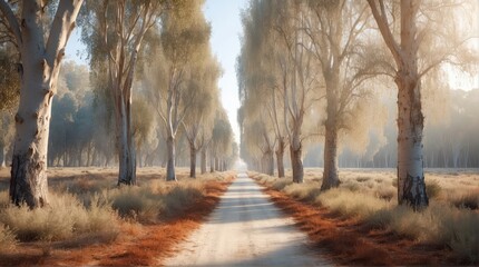 Wall Mural - treelined pathway, eucalyptus grove, wedding backdrop, maternity backdrop, photography backdrop, pathway, 