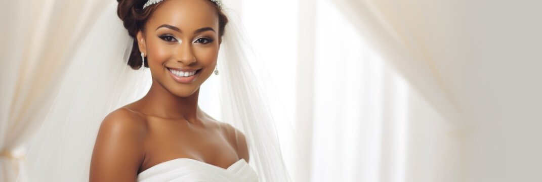Portrait of a beautiful black bride girl