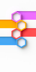 Leinwandbilder - Volumetric colored hexagons on a light background. Places to fill with text.