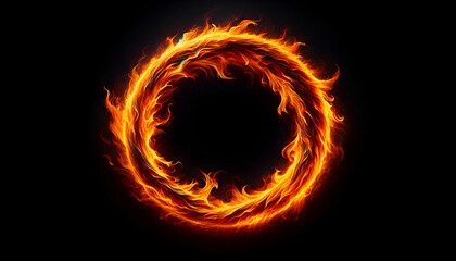 Wall Mural - Intense and glowing fire loop, isolated on black, illustrating energy and heat for creative illustrations or graphic elements.
Generative AI.