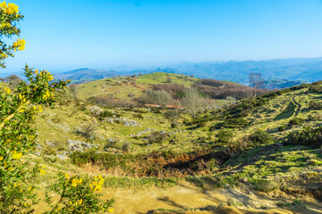 Beautiful landscape on Mount Ernio or Hernio in Gipuzkoa at sunset, Basque Country