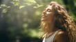 © Tahir - Profile of a relaxed woman breathing fresh air in a green forest
