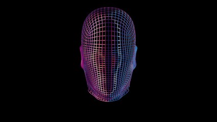Aufkleber - This abstract, colorful intelligence face scanner features a screen that cycles through various glowing colors, portraying a futuristic and vibrant display of technological innovation.