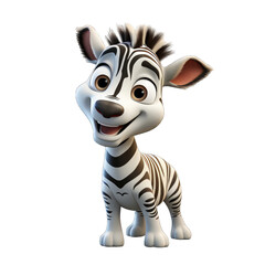 Zebra cartoon character on transparent Background