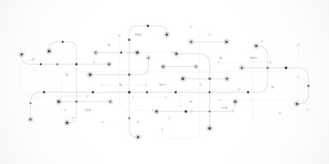Fototapete - Digital technology concept with integrated circuit and network communication elements