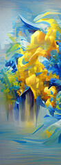 Poster - Abstract background modern futuristic graphic. Yellow, Blue chaotic background.
