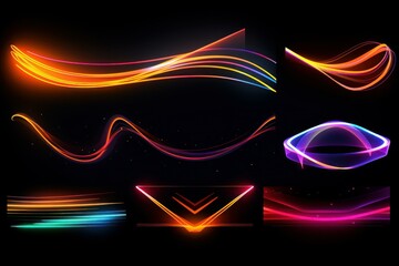 Poster - Neon energy glowing lines. Color laser. Generate Ai