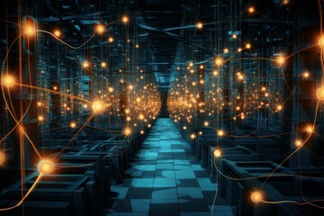 Poster - Network connections. World global link. Generate Ai
