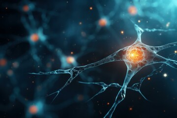 Poster - Essential Neuron cells knots. Micro science. Generate Ai