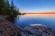 Sunset on the lake at beatifull twilight