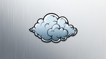 Poster - Stylised blue cartoon cloud with a playful design on a brushed metal background.