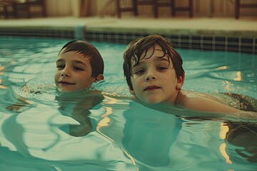 Wall Mural - Summer bliss: Delighting in the swimming pool's embrace.