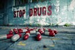 Taking a stand: advocating against drug use with powerful imagery, promoting awareness and prevention through the message to stop drugs in our communities. 