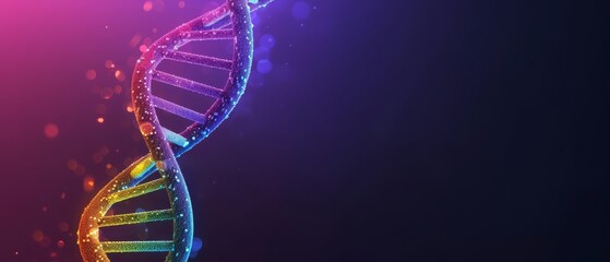 Wall Mural - a dna helix in glowing bright rainbow colours.