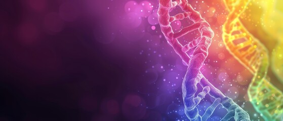 Wall Mural - a dna helix in glowing bright rainbow colours.