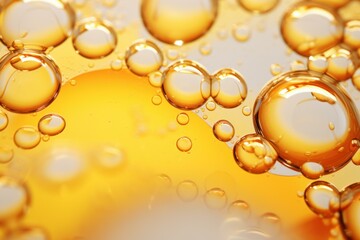 Poster - Reflective Oil bubbles yellow. Circle orange olive. Generate Ai
