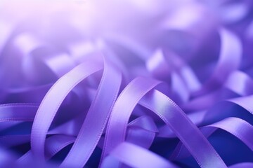 Poster - A close-up view of a bunch of purple ribbons. Perfect for adding a touch of elegance and color to your projects