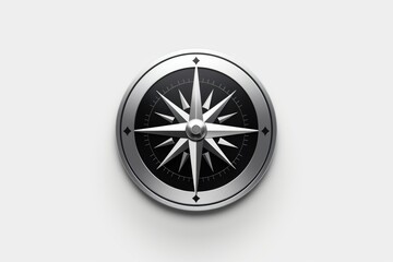 Aufkleber - A black and silver compass displayed on a white wall. Perfect for navigation-themed designs