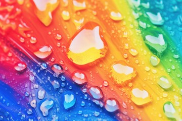 Poster - Water droplets on a rainbow colored background. Can be used for nature-themed designs or as a background for digital projects