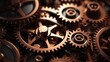 A close up view of a bunch of gears. Can be used to illustrate mechanical processes or the concept of teamwork and collaboration