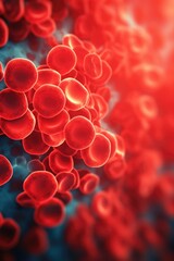 Poster - Close up view of red blood cells. This image can be used in medical and scientific presentations or publications