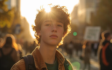 Young Man Standing in the Middle of a Street