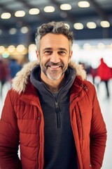 Aufkleber - A man wearing a red jacket with a friendly smile, looking directly at the camera. Perfect for various uses
