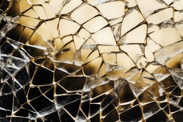 Aufkleber - Broken glass window with a shimmering gold background. Perfect for adding a touch of elegance and intrigue to any design